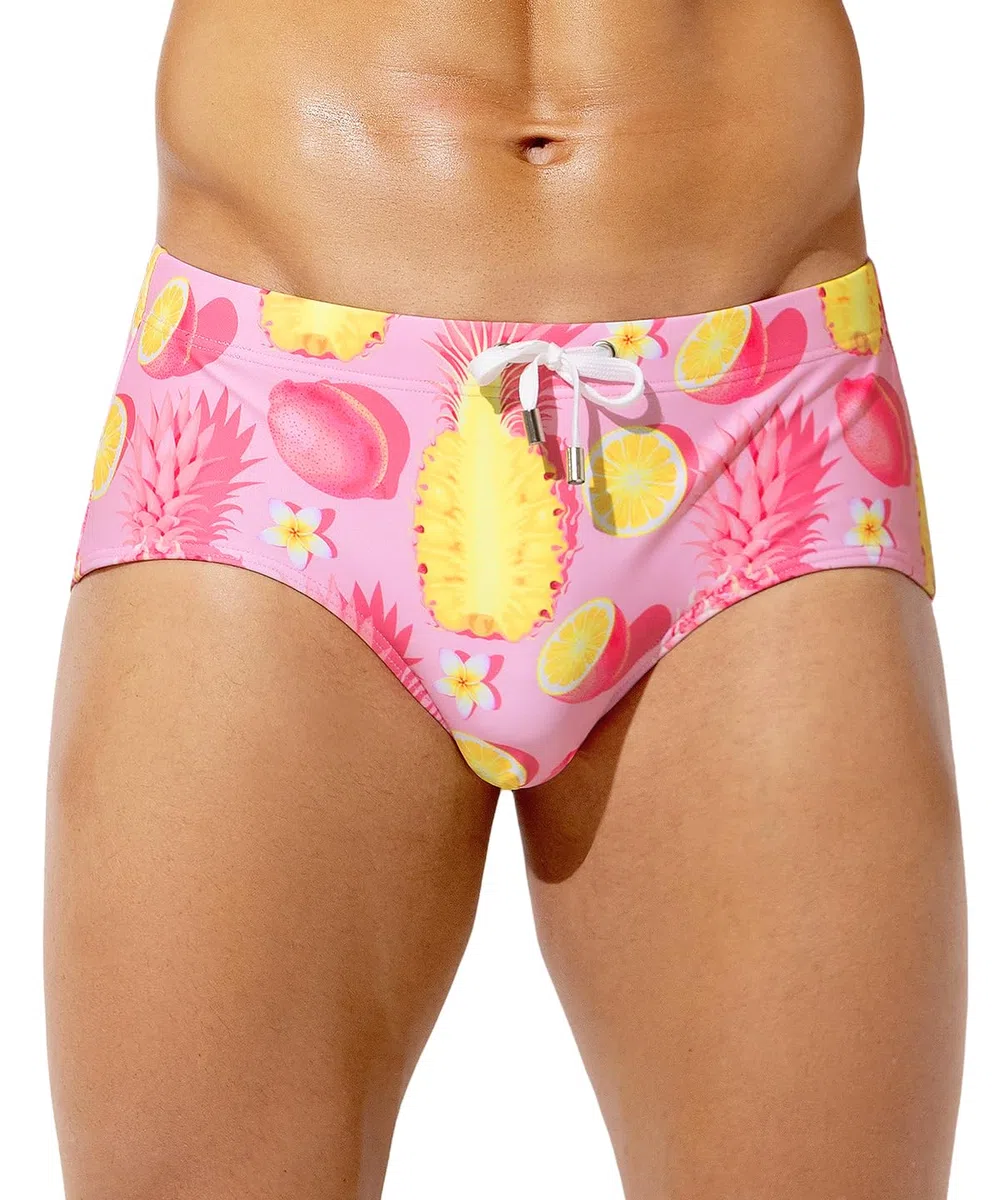 Casey Kevin Slip de Bain Homme avec Imprimé Maillot de Bain Homme Cordon Serrage Réglable Rapide Swim Briefs Slips pour Plage Piscine