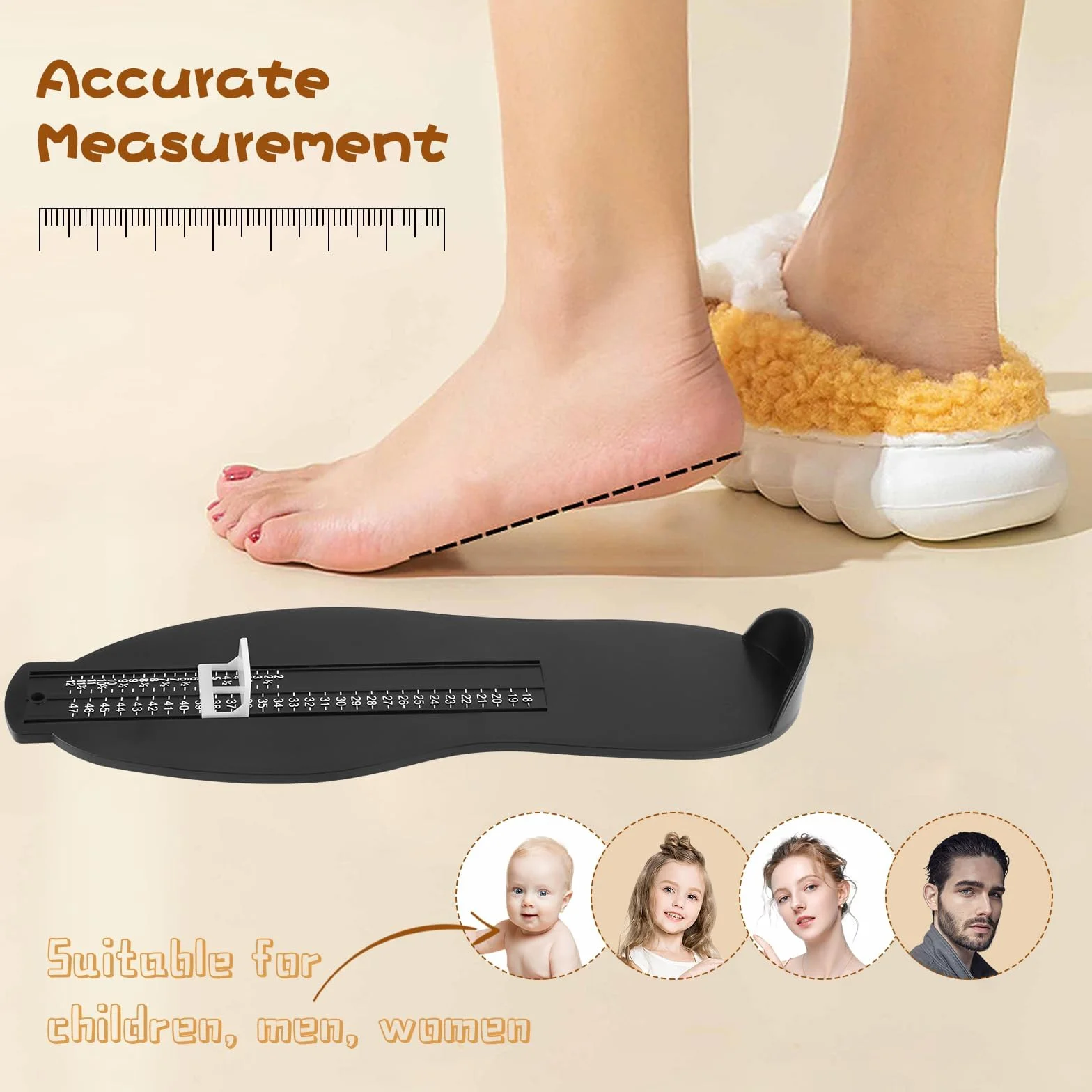 Pedimetre Enfants et Adultes Appareil de Mesure du Pied pour le Mesureur de Chaussures Pointure Chaussure Mesurer Pied Dispositif de Mesure pour Déterminer la Pointure 18 à 47 (Noir)