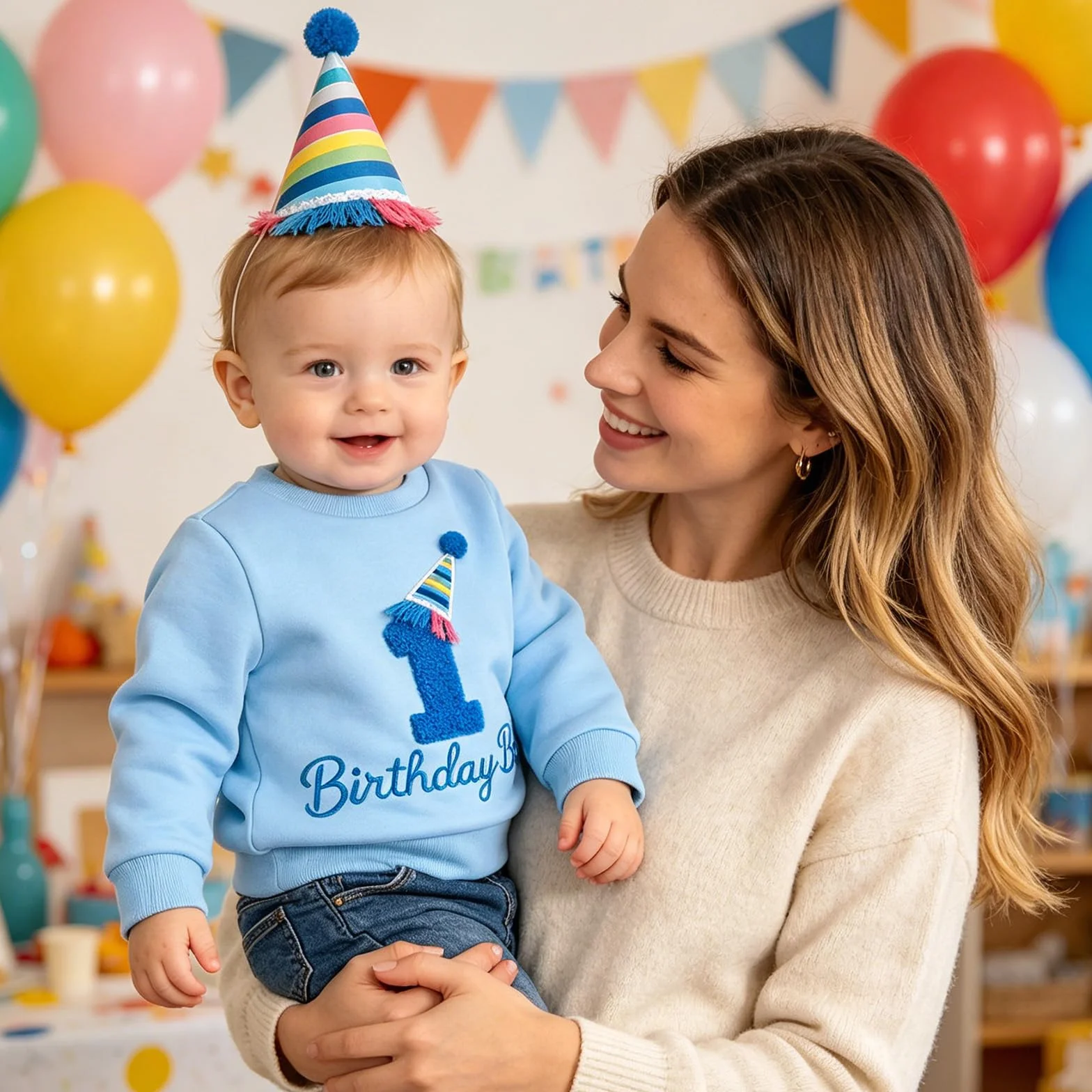 Kunyeah Sweat Shirt d'anniversaire pour Petit garçon T-Shirt à Manches Longues Enfant Broderie Lettres Pull-Over Vêtement pour Tout Petit