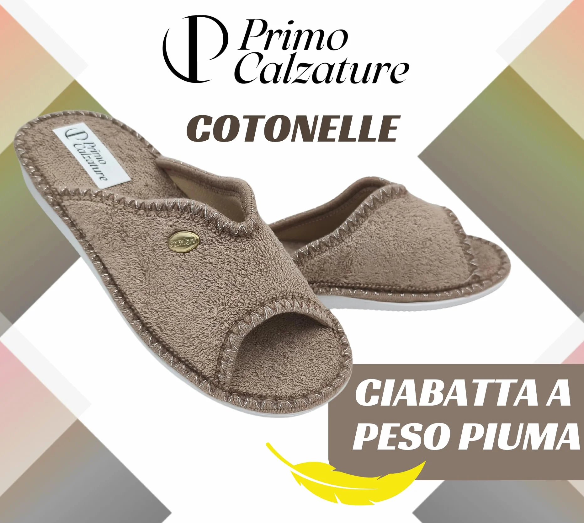 Le Cotonelle Chaussons ouverts pour femme, pantoufles d'été en éponge et coton, pantoufles maison avec talon et antidérapant
