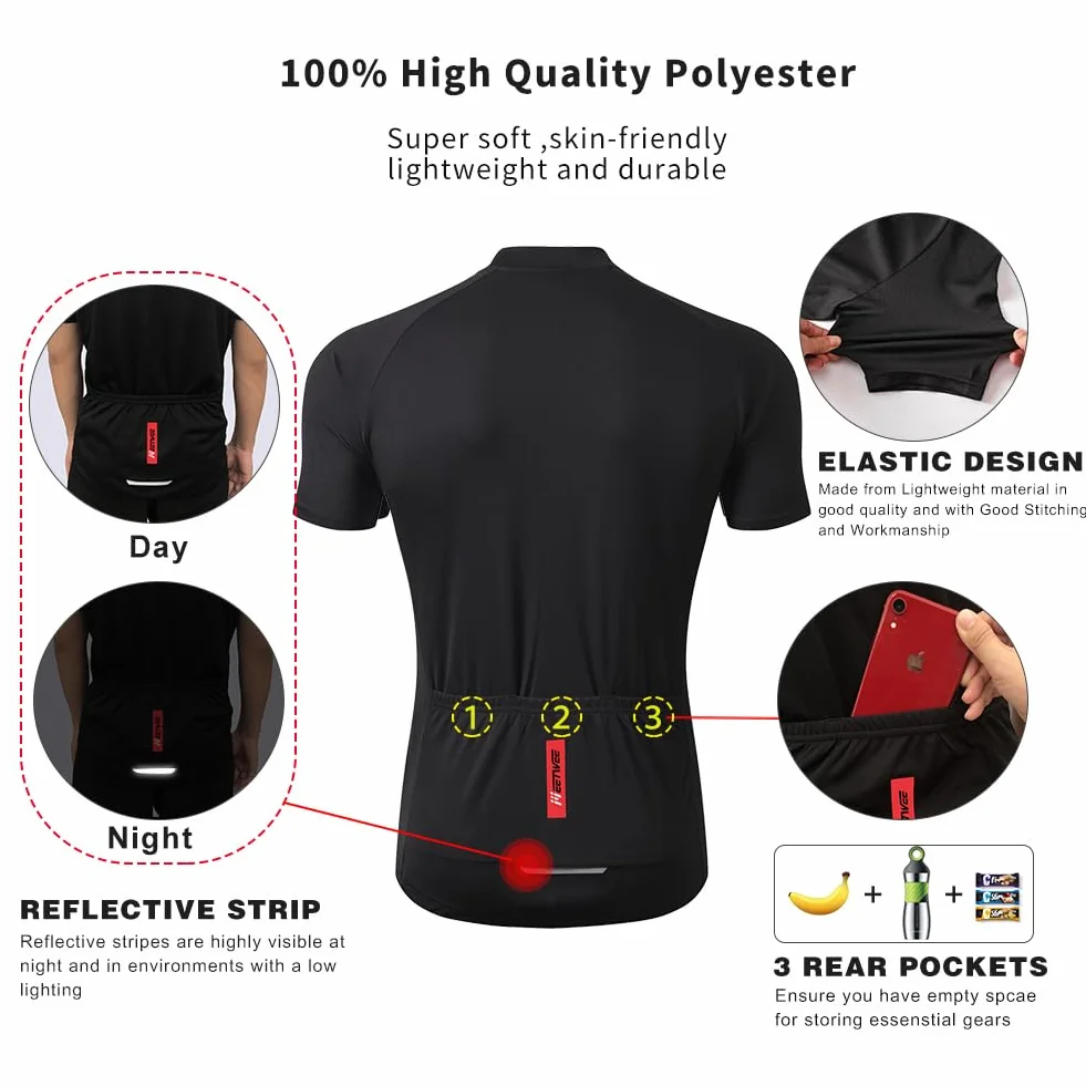 FEIXIANG Maillot Cyclisme Homme, Manche Courte Tenue Maillot T-Shirt Cycliste Respirant Séchage Rapid Vélo