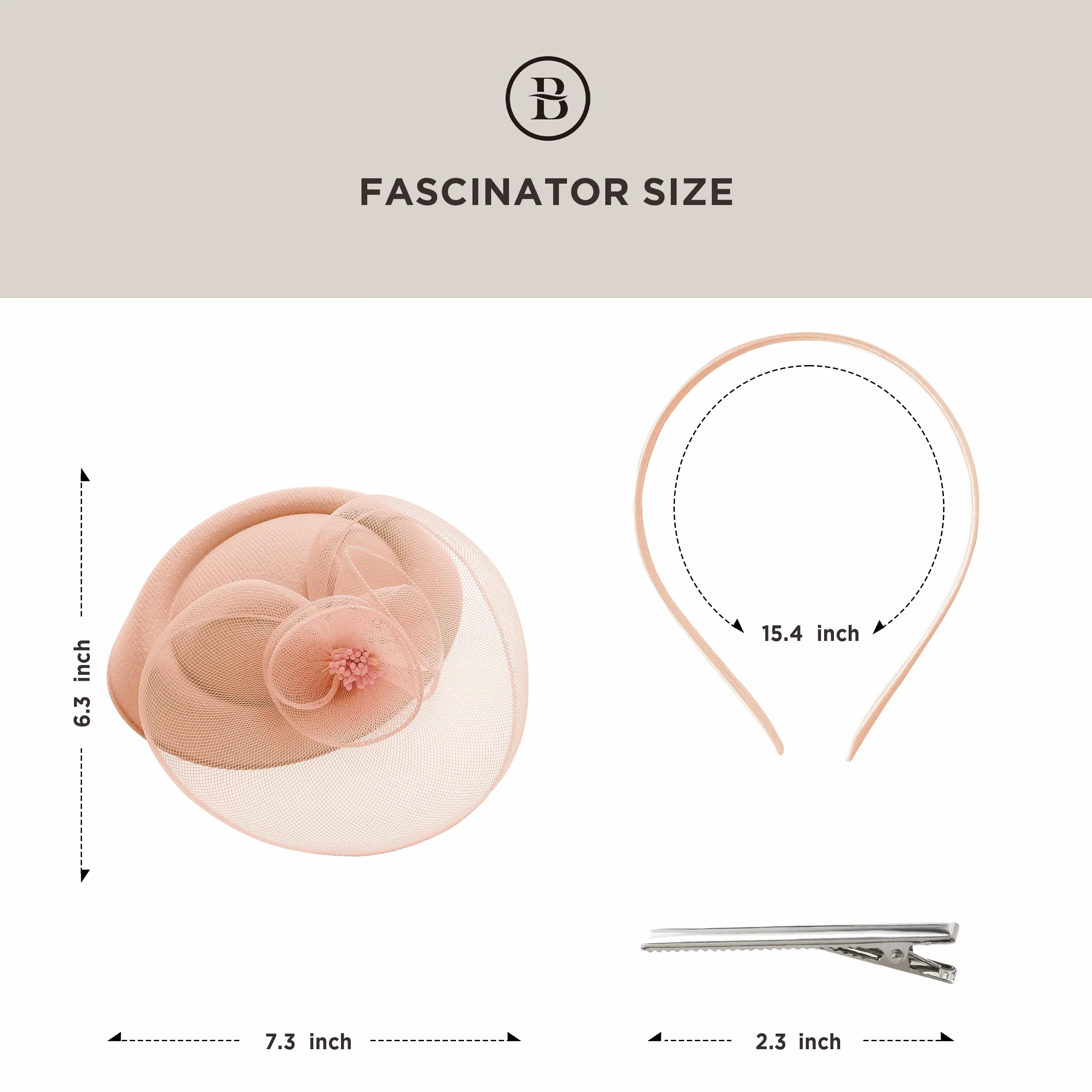 BABEYOND Chapeau bibi pour femme, élégant couvre-chef avec fleurs en maille et pince à cheveux pour mariage, jour de course, cocktail