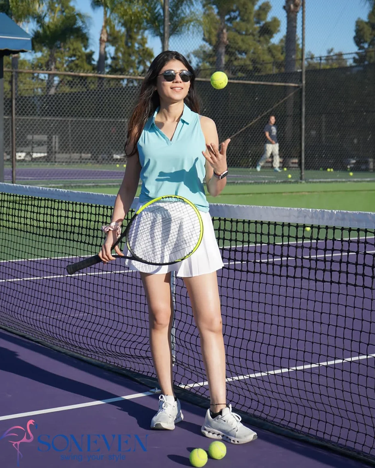 Soneven Polo Femme Col en V Manches Courtes/sans Manches T-Shirts Sportifs Ribbed Breathable Quick-Drying Functional Shirt for Golf Tennis