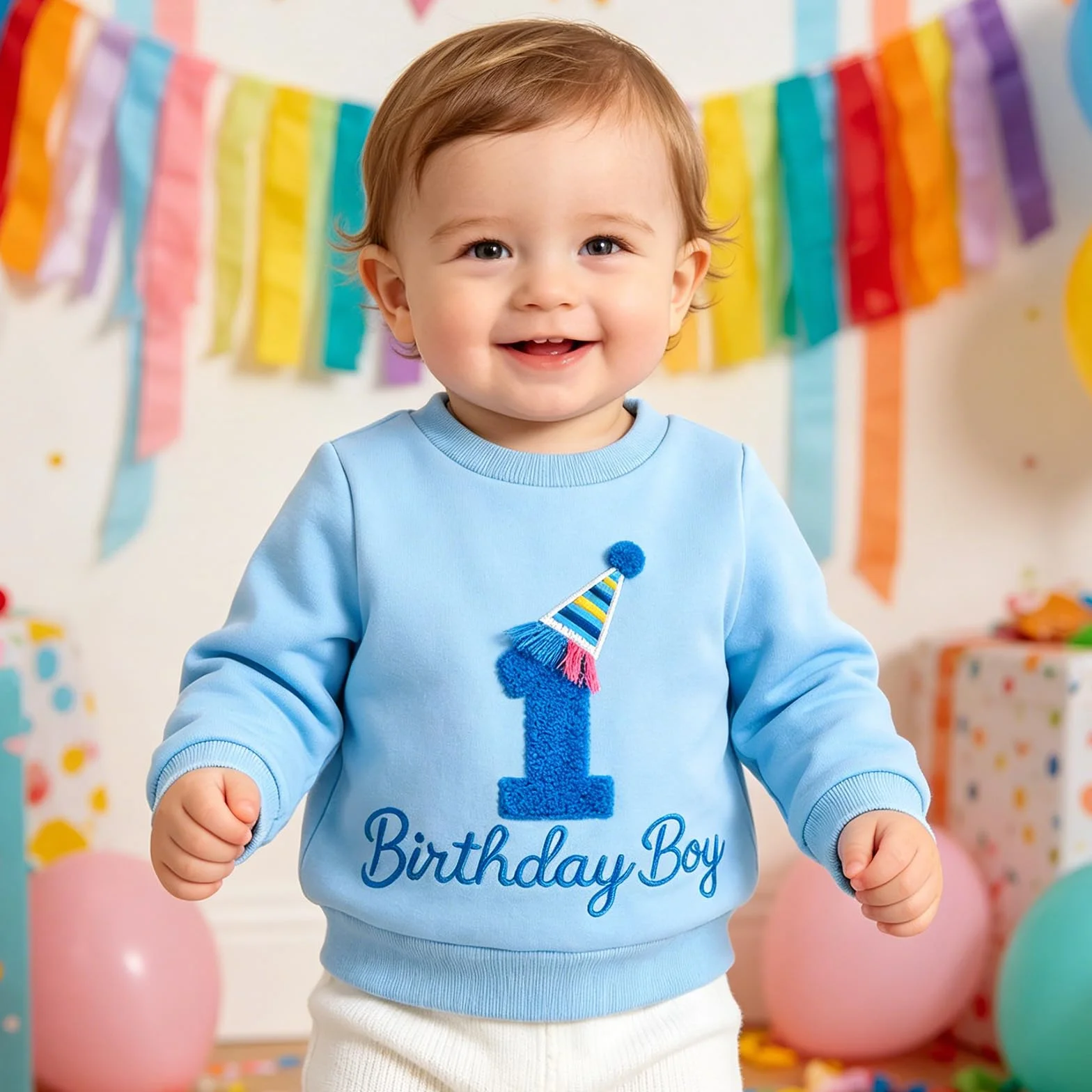 Kunyeah Sweat Shirt d'anniversaire pour Petit garçon T-Shirt à Manches Longues Enfant Broderie Lettres Pull-Over Vêtement pour Tout Petit