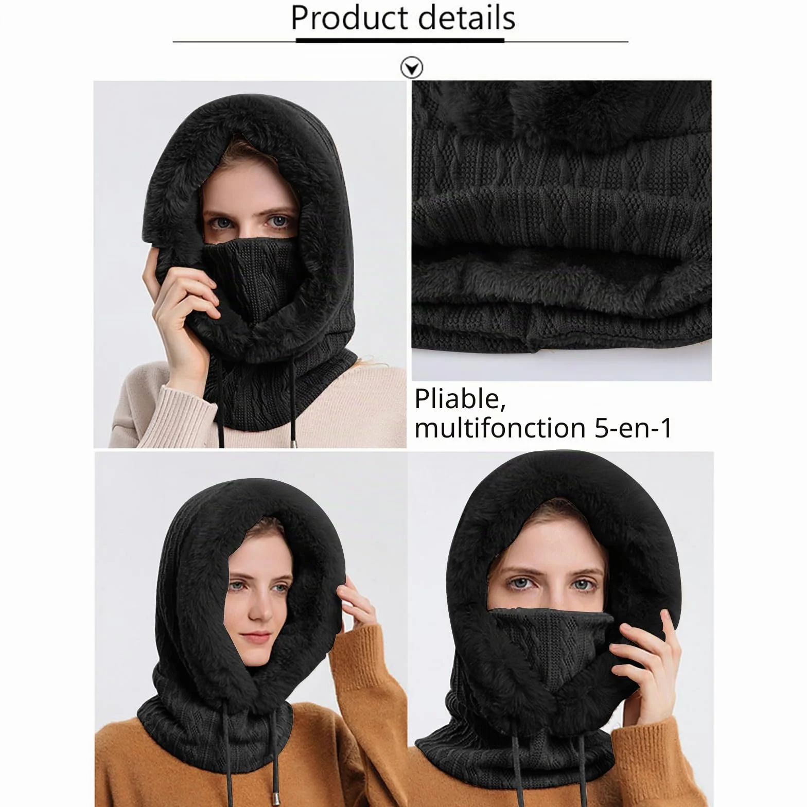 YAMEE Cagoule Femme Hiver Chaud,Balaclava Femme Chapeau Cagoule,Chapeau d'hiver pour Les Sports De Plein Air d'hiver