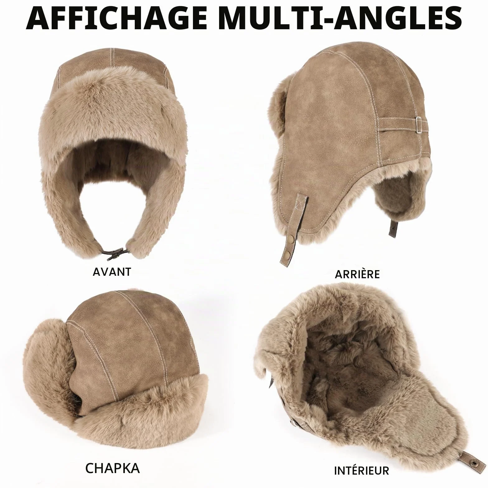 TAGVO Chapeau Trappeur d'hiver avec Protège-Oreilles, Chapka Épaisse pour Hommes et Femmes, Ushanka Russe, Bonnet Doublé en Polaire, Chaud et Coupe-Vent pour Temps Froid