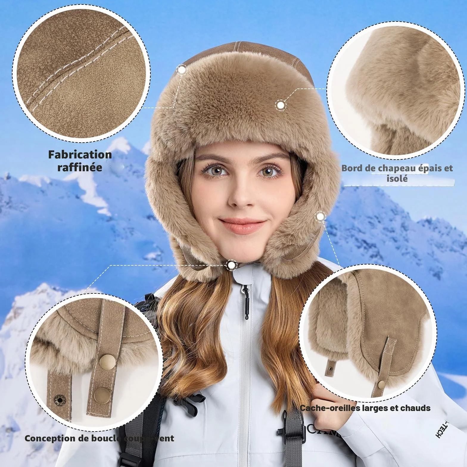 TAGVO Chapeau Trappeur d'hiver avec Protège-Oreilles, Chapka Épaisse pour Hommes et Femmes, Ushanka Russe, Bonnet Doublé en Polaire, Chaud et Coupe-Vent pour Temps Froid