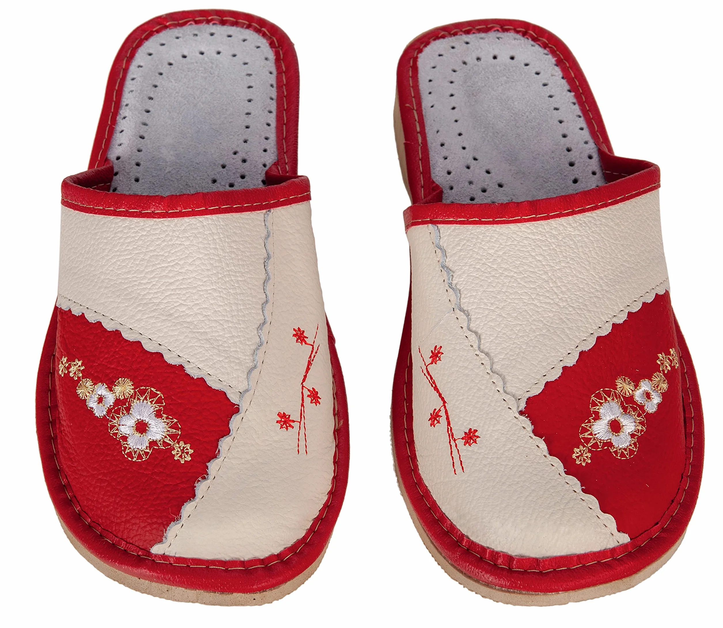 APREGGIO Pantoufles Femme Cuir – Chaussons Pratiques et Confortables – Fait Main – 36–41 EU