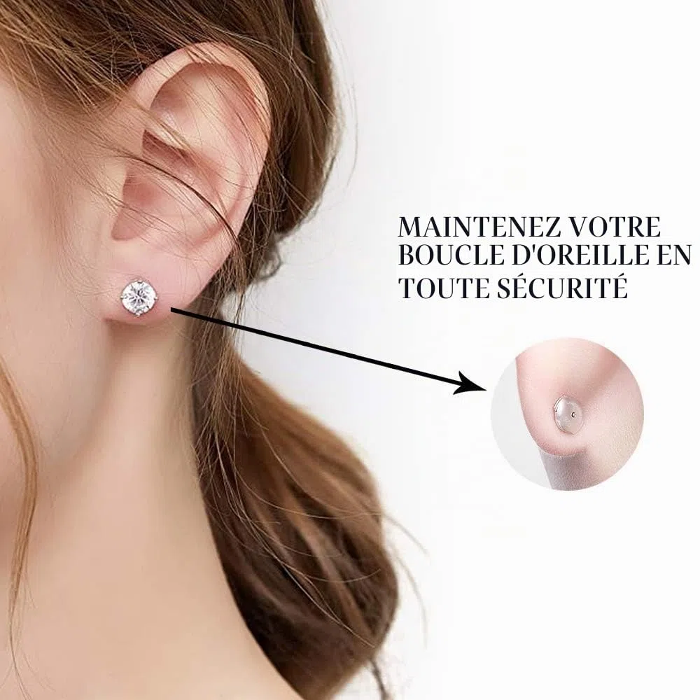 KISSPAT Fermoirs pour boucles d'oreilles en argent 925, Argent, Diamant