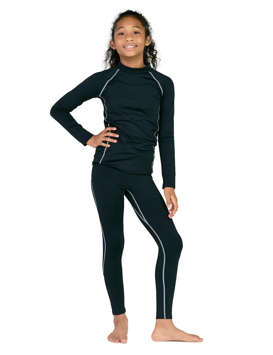 LAPASA Ensemble de sous-Vêtements Thermiques Fille Enfant Haut Manches Longues et Pantalon pour Sport & Activités Extérieures Automne/Hiver 4-13 Ans G18