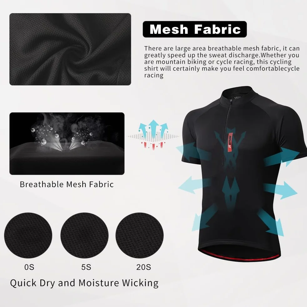 FEIXIANG Maillot Cyclisme Homme, Manche Courte Tenue Maillot T-Shirt Cycliste Respirant Séchage Rapid Vélo