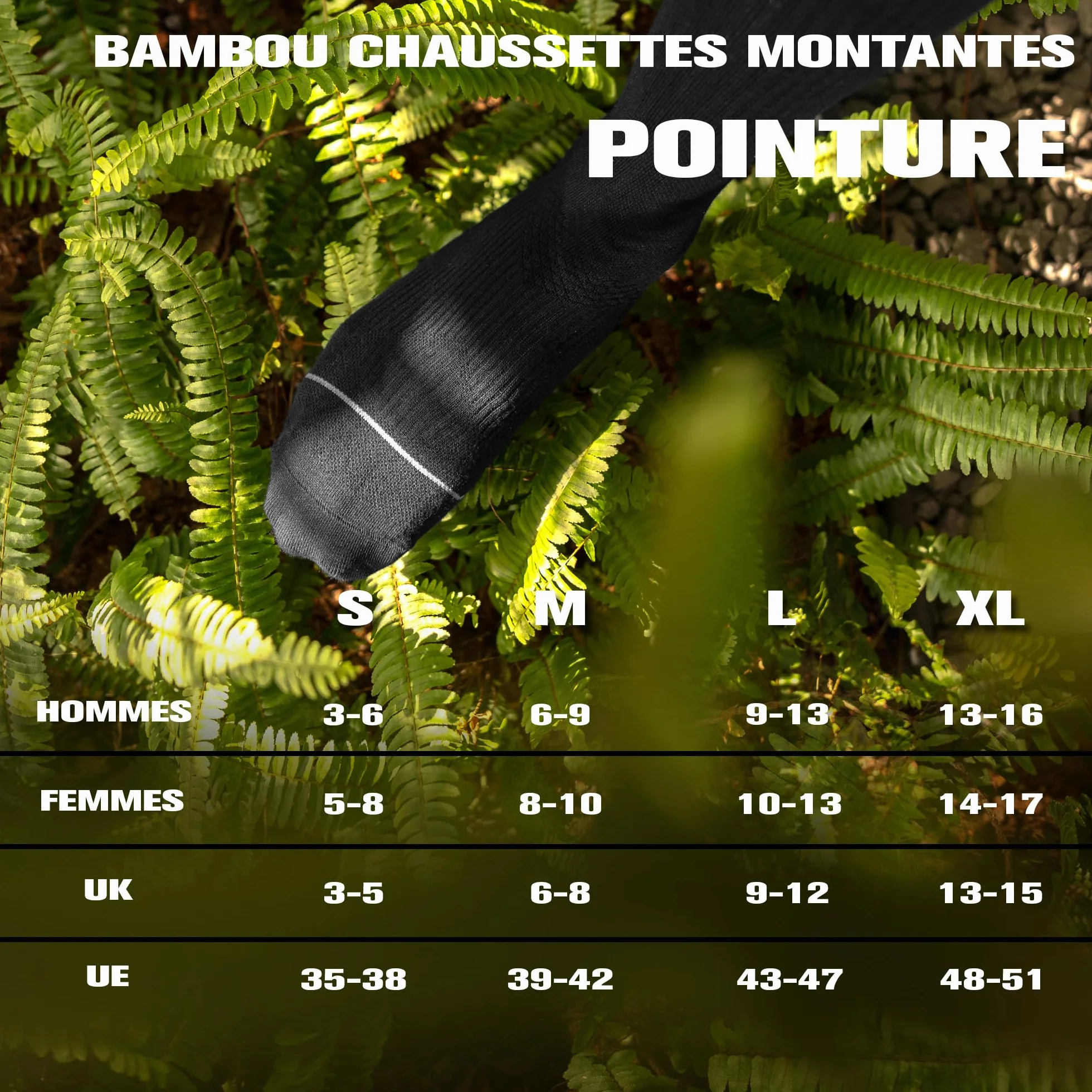 ineepor 6 Paires Bambou Chaussettes de Contention Hommes Femmes – Légères, Sans Couture, Transpirantes, Anti-Odeur – Course, Randonnée, Vélo