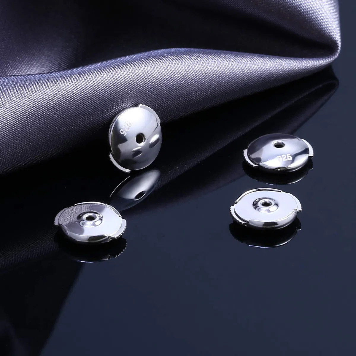 KISSPAT Fermoirs pour boucles d'oreilles en argent 925, Argent, Diamant