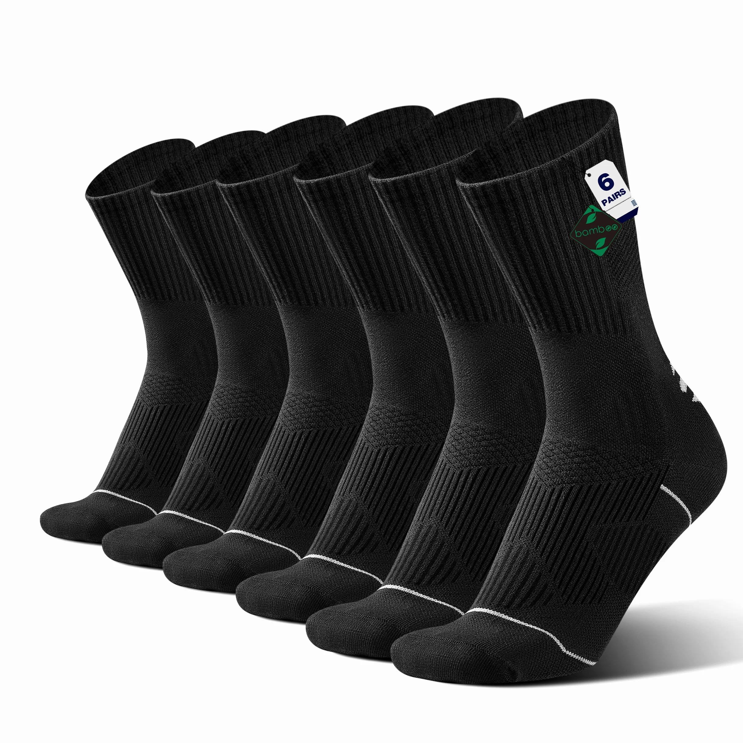 ineepor 6 Paires Bambou Chaussettes de Contention Hommes Femmes – Légères, Sans Couture, Transpirantes, Anti-Odeur – Course, Randonnée, Vélo