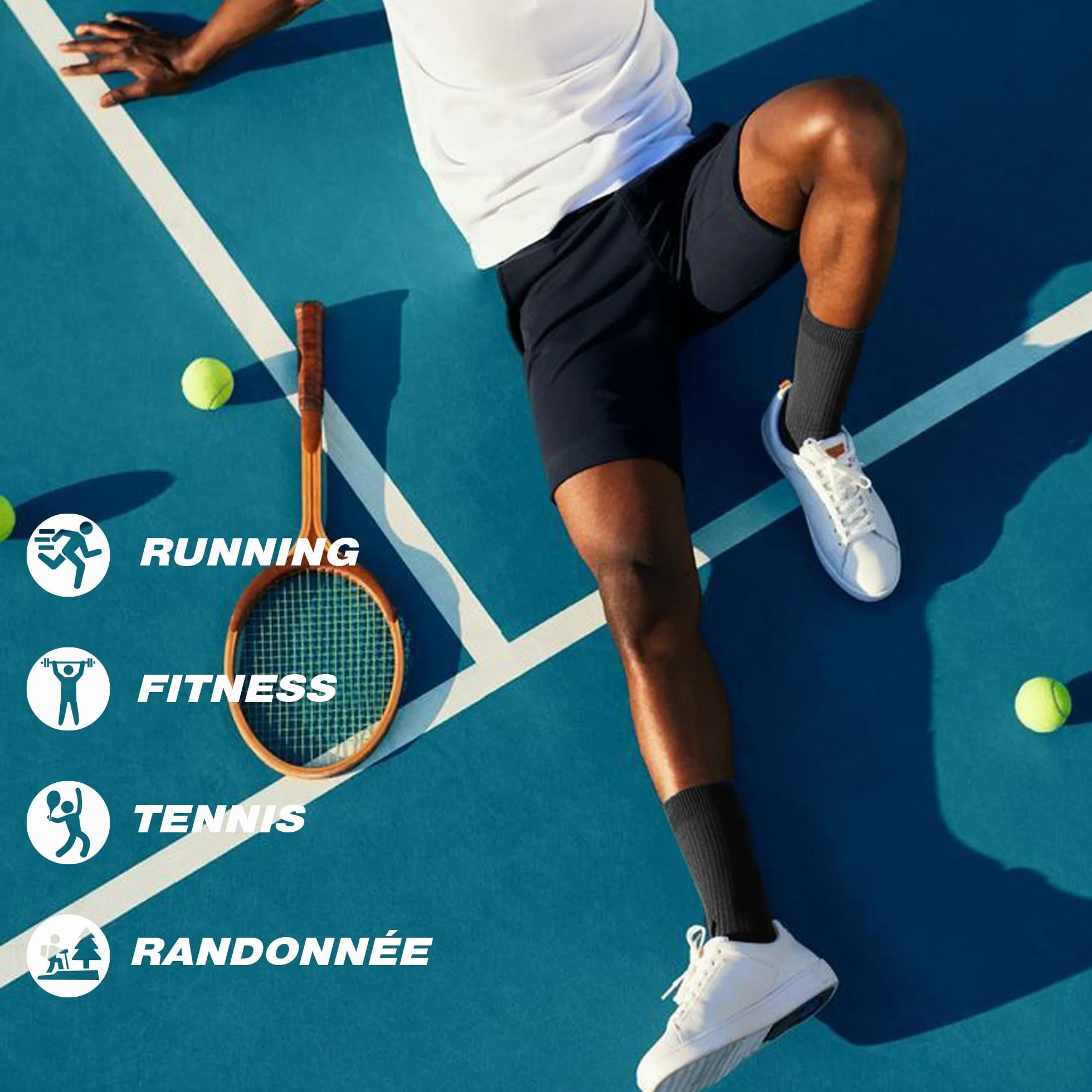 ineepor 6 Paires Bambou Chaussettes de Contention Hommes Femmes – Légères, Sans Couture, Transpirantes, Anti-Odeur – Course, Randonnée, Vélo