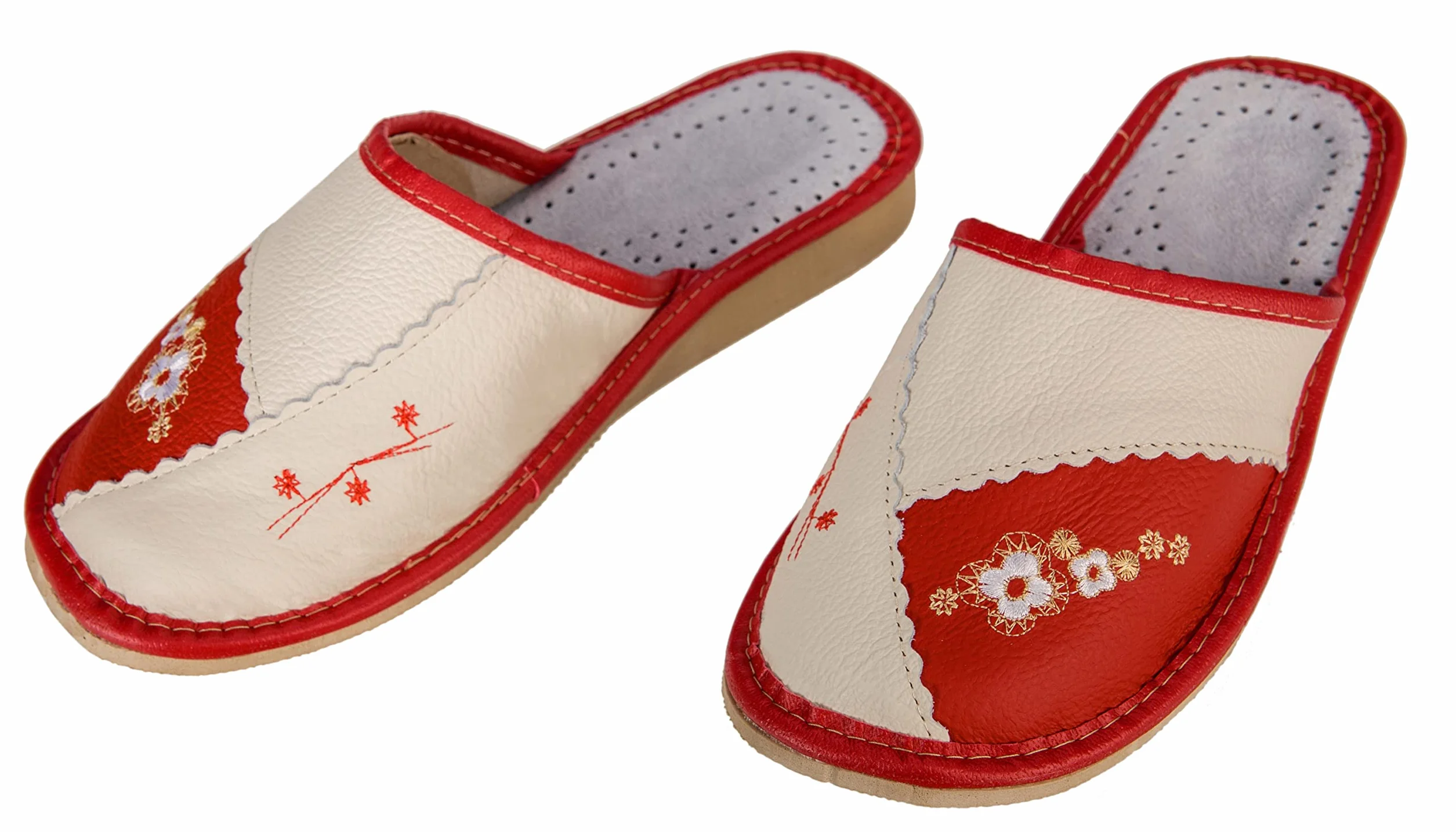 APREGGIO Pantoufles Femme Cuir – Chaussons Pratiques et Confortables – Fait Main – 36–41 EU