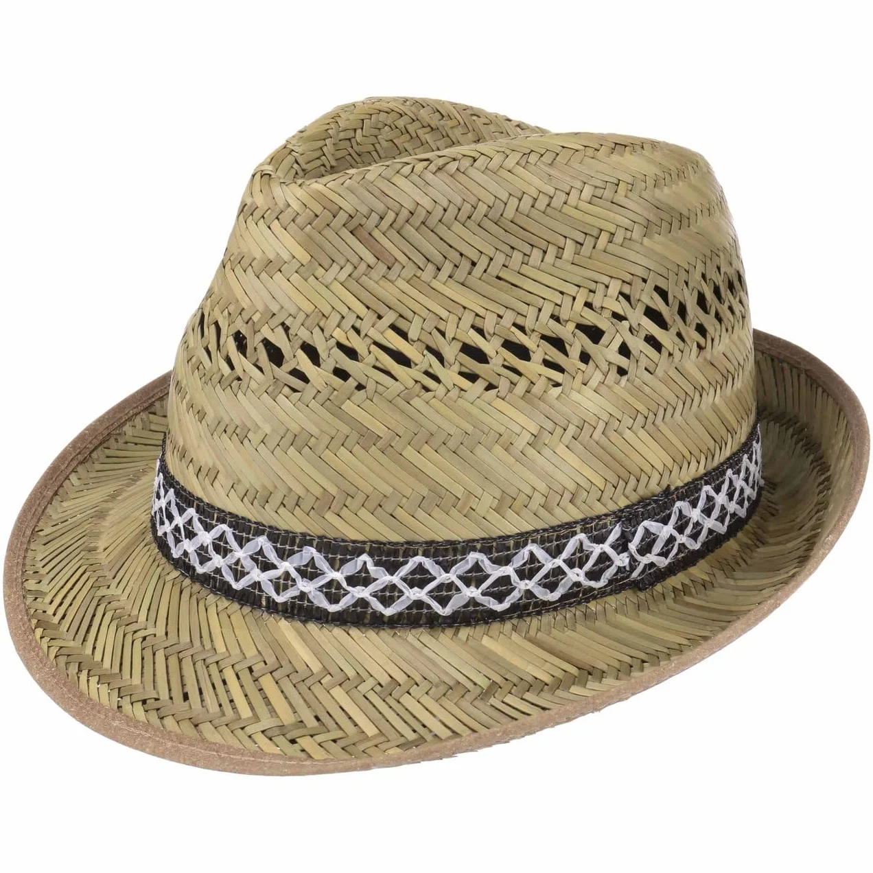 fiebig Chapeau de Paille de moissonneur (Protection Solaire) Mesdames et Messieurs | Chapeau de Soleil en Trilby Look pour l'été sur la Plage ou en Vacances | différentes Tailles | Couleur Nature