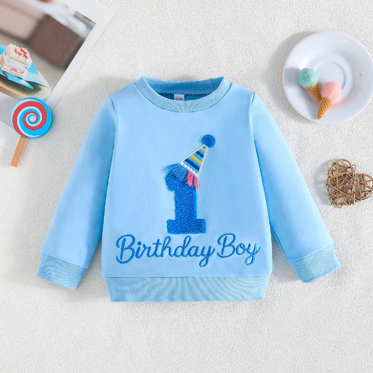 Kunyeah Sweat Shirt d'anniversaire pour Petit garçon T-Shirt à Manches Longues Enfant Broderie Lettres Pull-Over Vêtement pour Tout Petit