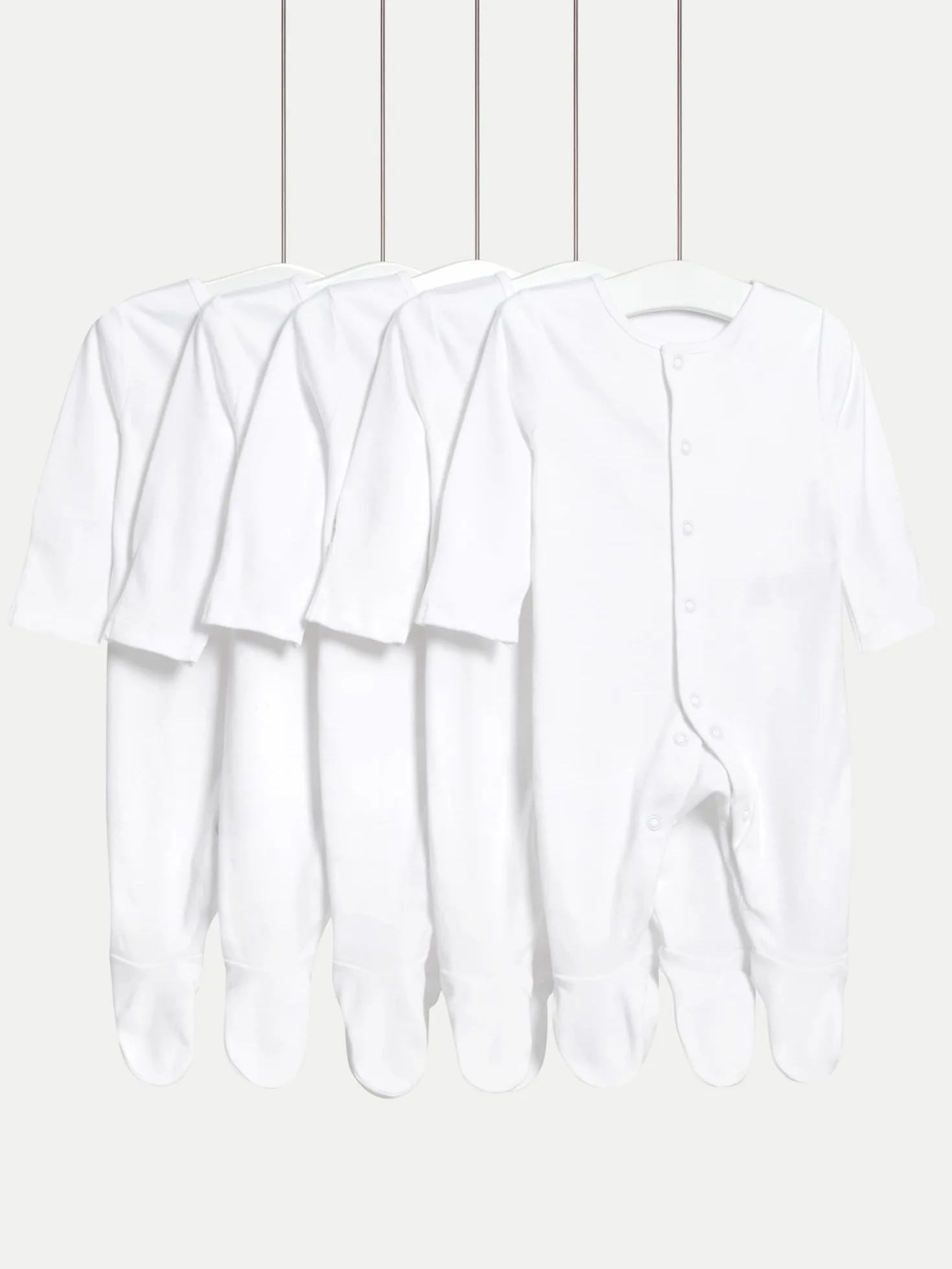 Marks & Spencer Grenouillères Bébé Lot de 5, Mixte Garçon et Fille, 100% Pur Coton, Coupe Standard, Antidérapantes, avec Moufles Anti-Griffures