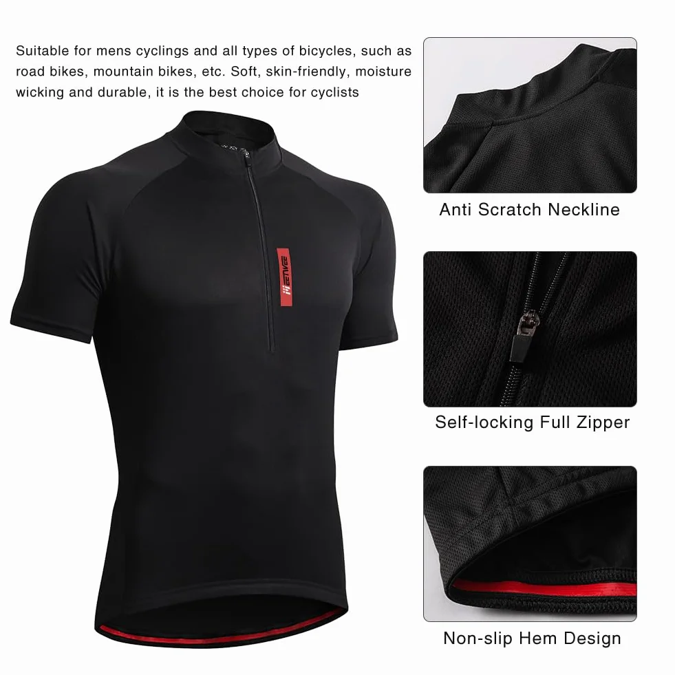 FEIXIANG Maillot Cyclisme Homme, Manche Courte Tenue Maillot T-Shirt Cycliste Respirant Séchage Rapid Vélo