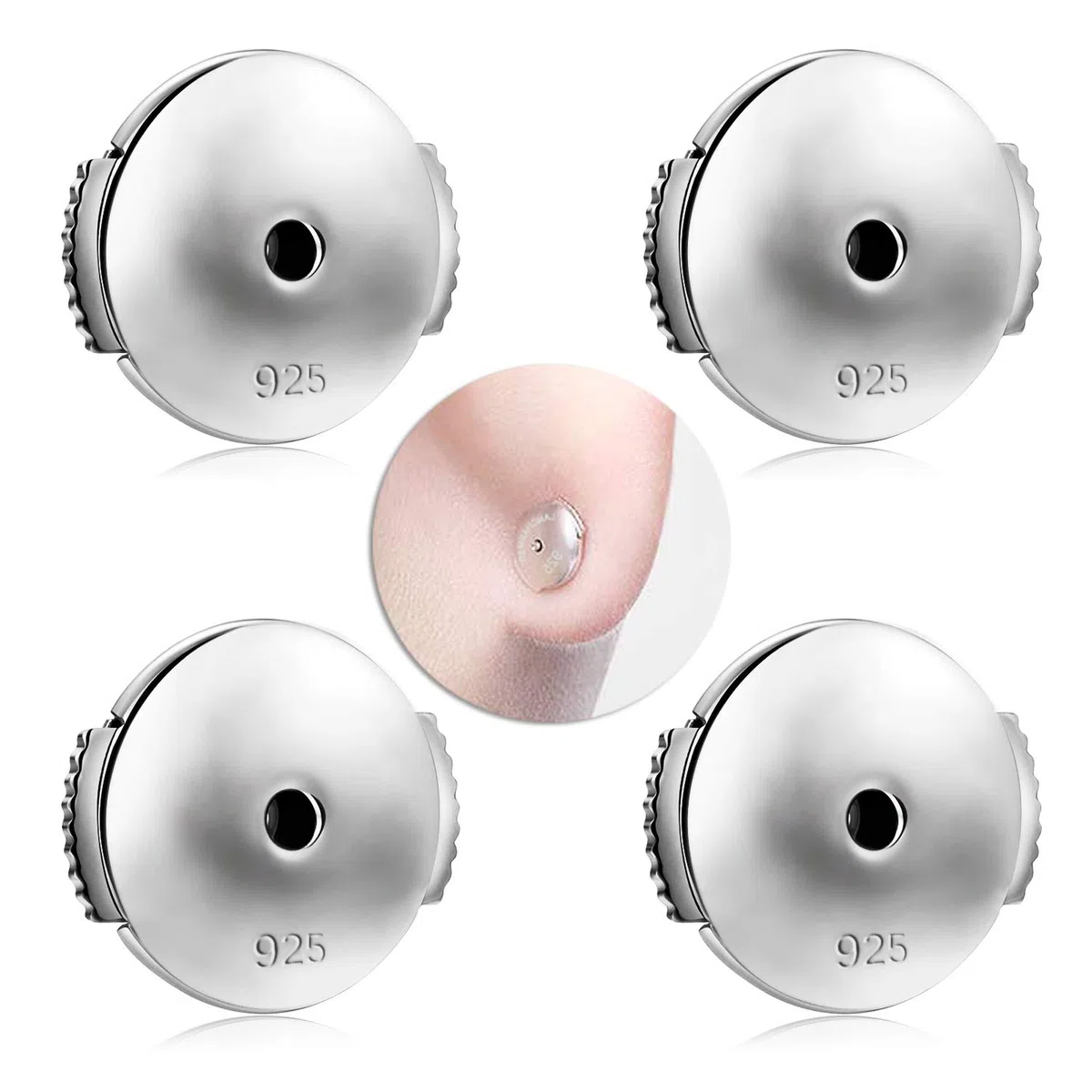 KISSPAT Fermoirs pour boucles d'oreilles en argent 925, Argent, Diamant