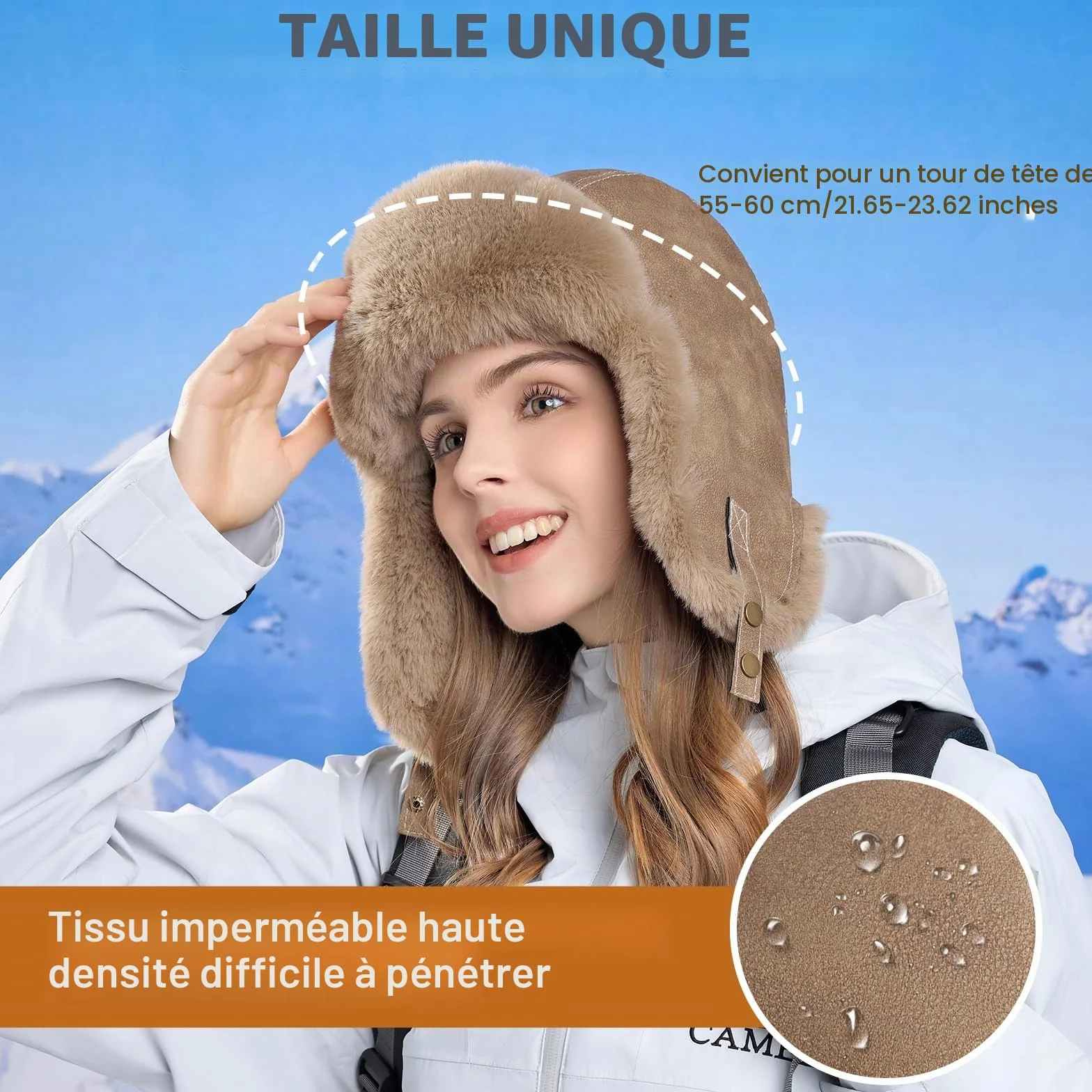 TAGVO Chapeau Trappeur d'hiver avec Protège-Oreilles, Chapka Épaisse pour Hommes et Femmes, Ushanka Russe, Bonnet Doublé en Polaire, Chaud et Coupe-Vent pour Temps Froid